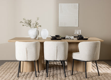 Venture Home Agnes & Olivia Matstolar 2-pack Vit + Rektangulära Matbord 210 x 100 Nature