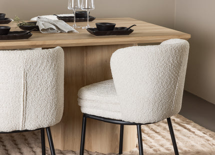 Venture Home Agnes & Olivia Matstolar 2-pack Vit + Rektangulära Matbord 210 x 100 Nature