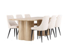 Venture Home Leone & Olivia Matstolar 2-pack Beige + Rektangulära Matbord 210 x 100 Nature