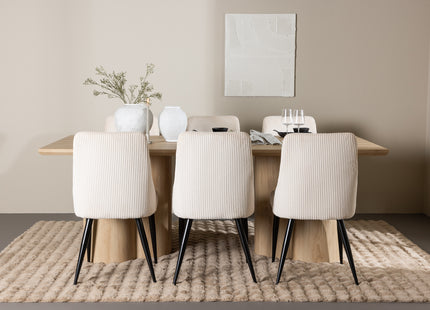 Venture Home Leone & Olivia Matstolar 2-pack Beige + Rektangulära Matbord 210 x 100 Nature