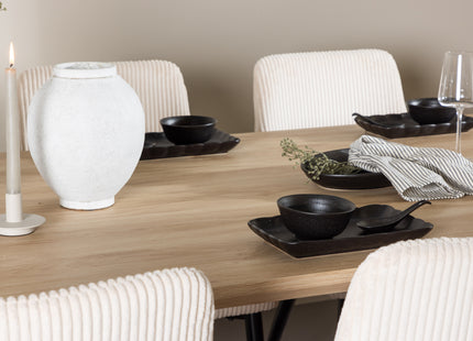 Venture Home Leone & Olivia Matstolar 2-pack Beige + Rektangulära Matbord 210 x 100 Nature