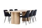 Venture Home Night & Olivia Matstolar 2-pack Svart + Rektangulära Matbord 210 x 100 Nature
