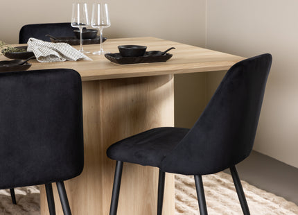 Venture Home Night & Olivia Matstolar 2-pack Svart + Rektangulära Matbord 210 x 100 Nature