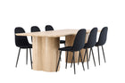 Venture Home Polar & Olivia Matstolar 2-pack Svart + Rektangulära Matbord 210 x 100 Nature