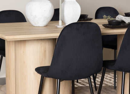 Venture Home Polar & Olivia Matstolar 2-pack Svart + Rektangulära Matbord 210 x 100 Nature