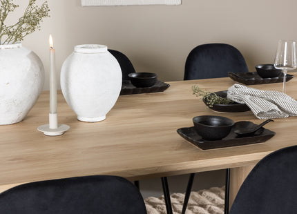 Venture Home Polar & Olivia Matstolar 2-pack Svart + Rektangulära Matbord 210 x 100 Nature
