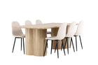 Venture Home Polar & Olivia Matstolar 2-pack Beige + Rektangulära Matbord 210 x 100 Nature