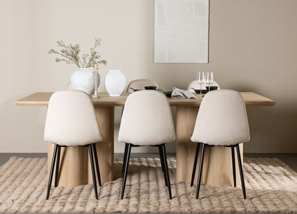 Venture Home Polar & Olivia Matstolar 2-pack Beige + Rektangulära Matbord 210 x 100 Nature