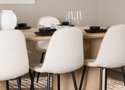 Venture Home Polar & Olivia Matstolar 2-pack Beige + Rektangulära Matbord 210 x 100 Nature