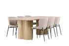 Venture Home Modesto & Olivia Matstolar 2-pack Beige + Rektangulära Matbord 210 x 100 Nature