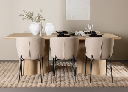 Venture Home Modesto & Olivia Matstolar 2-pack Beige + Rektangulära Matbord 210 x 100 Nature
