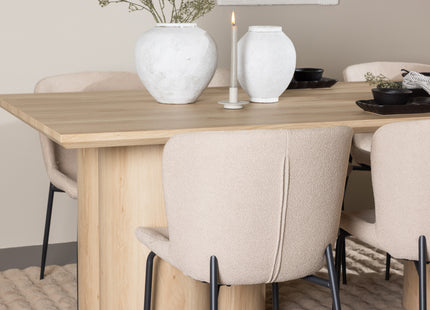 Venture Home Modesto & Olivia Matstolar 2-pack Beige + Rektangulära Matbord 210 x 100 Nature