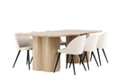 Venture Home Velvet & Olivia Matstolar 2-pack Beige + Rektangulära Matbord 210 x 100 Nature