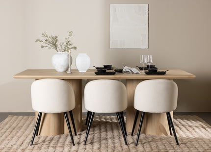Venture Home Velvet & Olivia Matstolar 2-pack Beige + Rektangulära Matbord 210 x 100 Nature