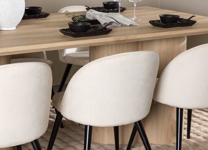 Venture Home Velvet & Olivia Matstolar 2-pack Beige + Rektangulära Matbord 210 x 100 Nature