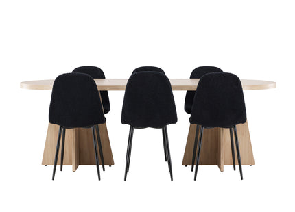Venture Home Polar & Bootcut Matstolar 2-pack Svart + Ovala Matbord 230 x 115 Nature