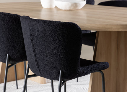 Venture Home Bootcut & Modesto Ovala Matbord 230 x 115 Nature + Matstolar 2-pack Svart