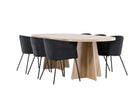 Venture Home Berit & Bootcut Matstolar Svart + Ovala Matbord 230 x 115 Nature