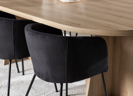 Venture Home Berit & Bootcut Matstolar Svart + Ovala Matbord 230 x 115 Nature