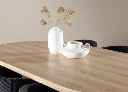 Venture Home Berit & Bootcut Matstolar Svart + Ovala Matbord 230 x 115 Nature