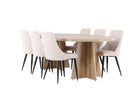 Venture Home Bootcut & Leone Ovala Matbord 230 x 115 Nature + Matstolar 2-pack Beige