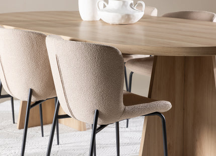 Venture Home Modesto & Bootcut Matstolar 2-pack Beige + Ovala Matbord 230 x 115 Nature
