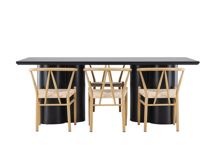 Venture Home Alfons & Olivia Matstolar Beige + Rektangulära Matbord 210 x 100 Svart