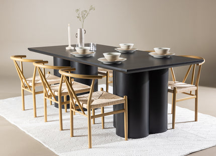 Venture Home Alfons & Olivia Matstolar Beige + Rektangulära Matbord 210 x 100 Svart