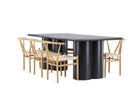 Venture Home Alfons & Olivia Matstolar Beige + Rektangulära Matbord 210 x 100 Svart