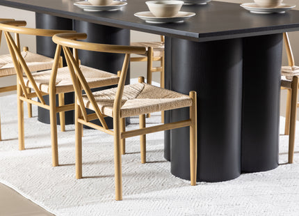 Venture Home Alfons & Olivia Matstolar Beige + Rektangulära Matbord 210 x 100 Svart