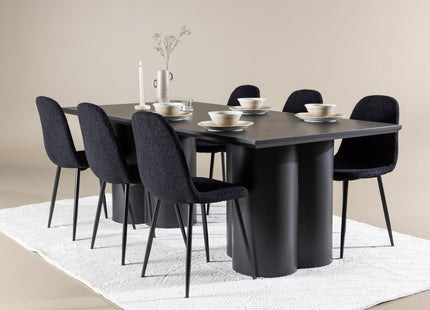 Venture Home Polar & Olivia Matstolar 2-pack Svart + Rektangulära Matbord 210 x 100 Svart