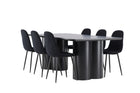Venture Home Polar & Olivia Matstolar 2-pack Svart + Rektangulära Matbord 210 x 100 Svart