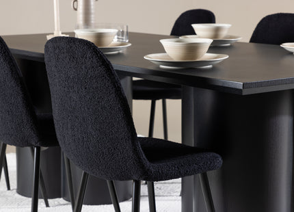 Venture Home Polar & Olivia Matstolar 2-pack Svart + Rektangulära Matbord 210 x 100 Svart