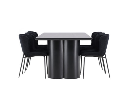 Venture Home Modesto & Olivia Matstolar 2-pack Svart + Rektangulära Matbord 210 x 100 Svart