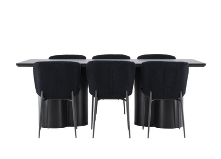 Venture Home Modesto & Olivia Matstolar 2-pack Svart + Rektangulära Matbord 210 x 100 Svart