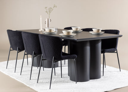 Venture Home Modesto & Olivia Matstolar 2-pack Svart + Rektangulära Matbord 210 x 100 Svart