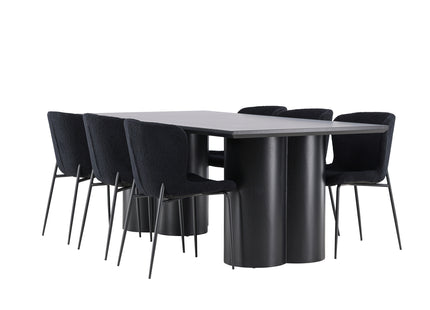 Venture Home Modesto & Olivia Matstolar 2-pack Svart + Rektangulära Matbord 210 x 100 Svart
