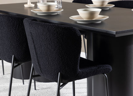 Venture Home Modesto & Olivia Matstolar 2-pack Svart + Rektangulära Matbord 210 x 100 Svart
