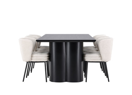 Venture Home Agnes & Olivia Matstolar 2-pack Vit + Rektangulära Matbord 210 x 100 Svart