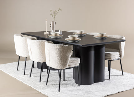 Venture Home Agnes & Olivia Matstolar 2-pack Vit + Rektangulära Matbord 210 x 100 Svart
