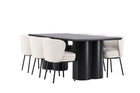 Venture Home Agnes & Olivia Matstolar 2-pack Vit + Rektangulära Matbord 210 x 100 Svart