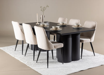 Venture Home Leone & Olivia Matstolar 2-pack Beige + Rektangulära Matbord 210 x 100 Svart