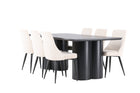 Venture Home Leone & Olivia Matstolar 2-pack Beige + Rektangulära Matbord 210 x 100 Svart