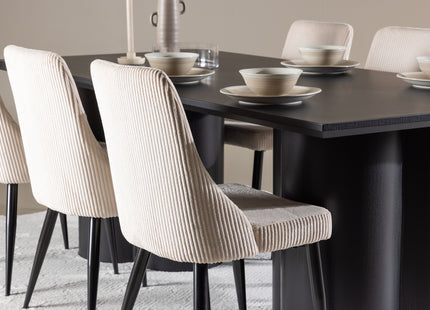 Venture Home Leone & Olivia Matstolar 2-pack Beige + Rektangulära Matbord 210 x 100 Svart