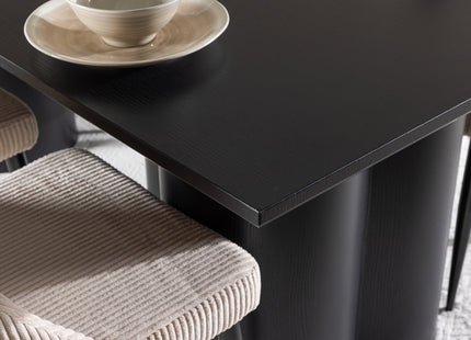 Venture Home Leone & Olivia Matstolar 2-pack Beige + Rektangulära Matbord 210 x 100 Svart