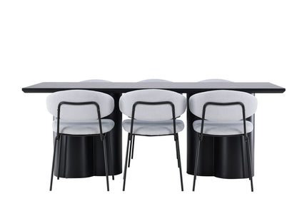Venture Home Olivia & Chico Rektangulära Matbord 210 x 100 Svart + Matstolar 2-pack Blå