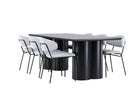 Venture Home Olivia & Chico Rektangulära Matbord 210 x 100 Svart + Matstolar 2-pack Blå