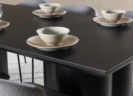Venture Home Olivia & Chico Rektangulära Matbord 210 x 100 Svart + Matstolar 2-pack Blå