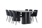 Venture Home Night & Olivia Matstolar 2-pack Svart + Rektangulära Matbord 210 x 100 Svart
