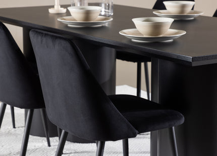 Venture Home Night & Olivia Matstolar 2-pack Svart + Rektangulära Matbord 210 x 100 Svart